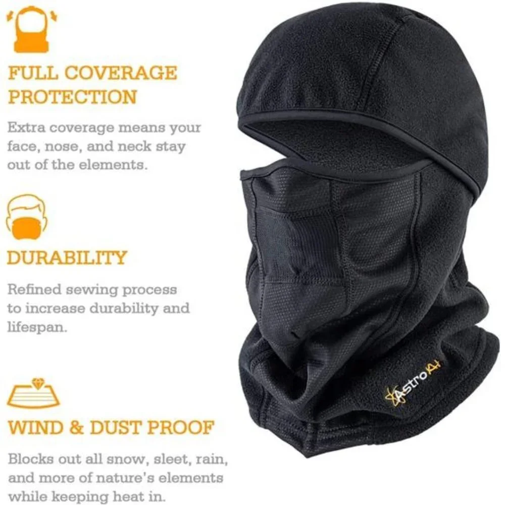 2 Pack, Men's Ski Mask Winter Fleece Thermal Face Mask Cover, Black